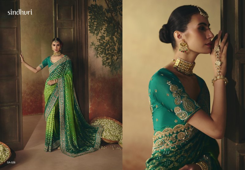 Suhag By Kimora Pure Khadi Georgette Fabric Designer Bandhej Saree